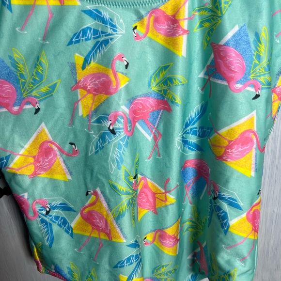 Chubbies Flamingo 90’s Retro Print High Cut One Piece Bathing Suit‎ Beach Resort - Picture 3 of 6